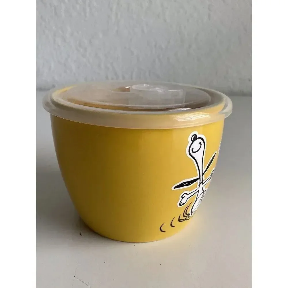 Peanuts Snoopy‎ and Charlie Brown Soup Bowl Cup Mug Microwave Vented Lid 23.5 Oz